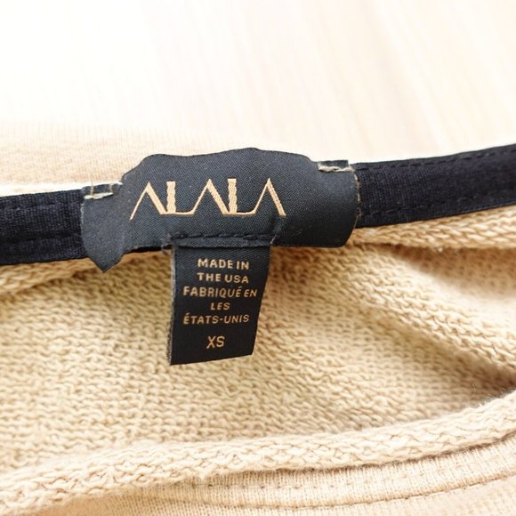 Distressed Camel Sweatshirt Womens XS Cut Out Ripped Pullover  ALALA Cypher USA - Picture 5 of 16